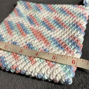 Pot Holder Hot Pad Trivet--Hand Crocheted 100% Cotton--Variegated Pastel Colors